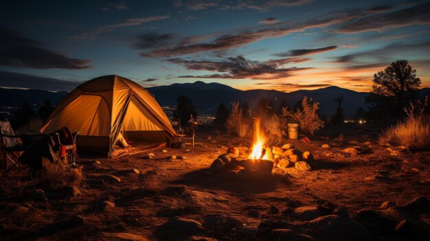 Camping under the stars in the mountains