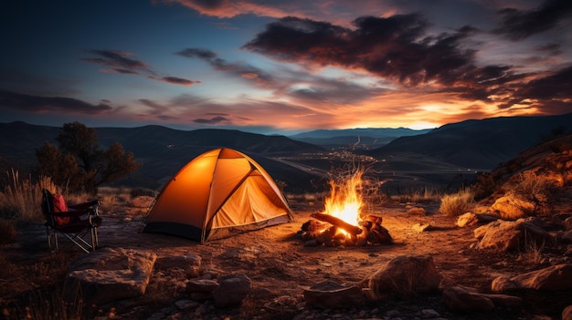 Camping under the stars in the wilderness