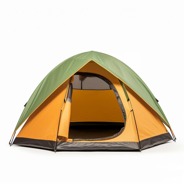 Camping tent halfopen isolated on white background AI Generative