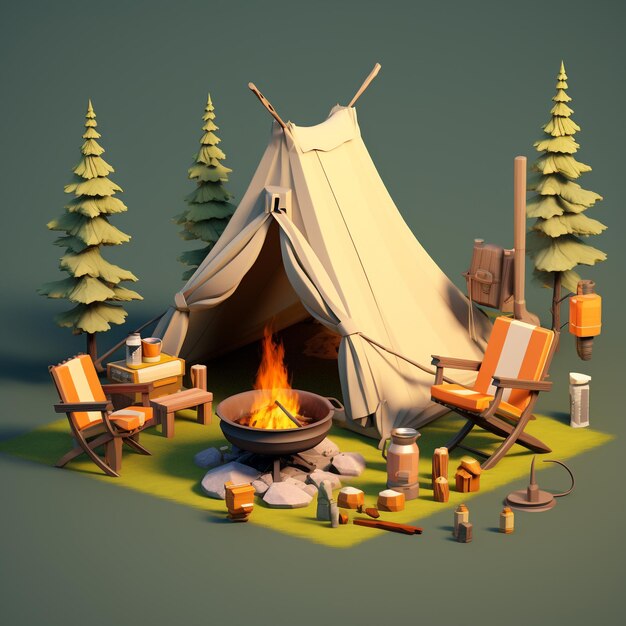 Foto camping tent illustratie