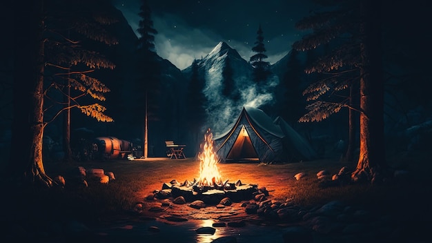 Camping in the wilderness