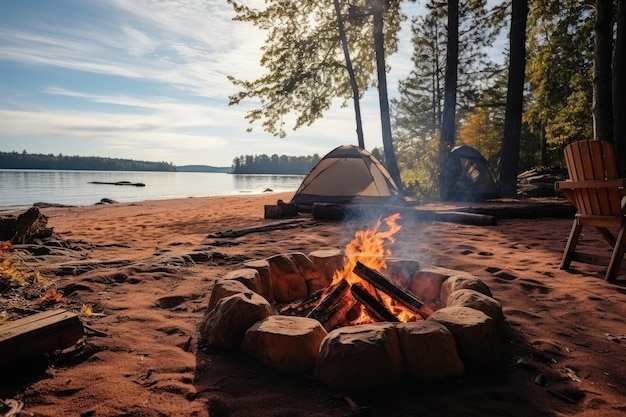 campsite in the beach in the morning view advertising landscape photography