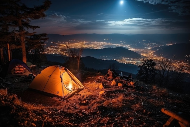 campsite in the beach in the morning view advertising landscape photography