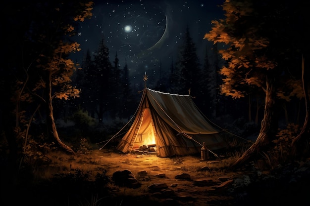 Campsite under the stars Generative Ai