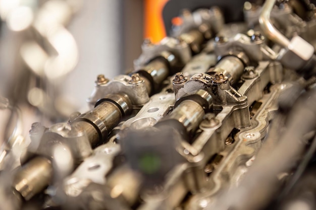 Photo camshaft detail in engine repair