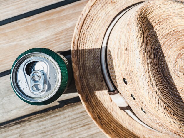 Can of beer on a beautiful background