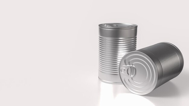 음식이나 건강에 대한 금속 캔 개념 3D 렌더링