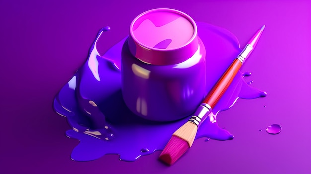 A can of paint on a purple background generative ai