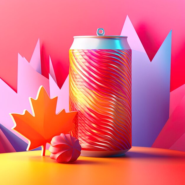 A can of soda with a maple leaf on it