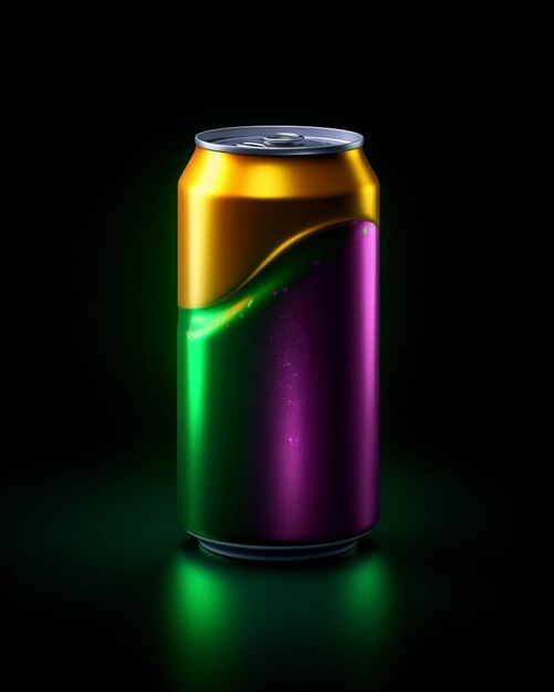 A can that has a green and yellow color on it