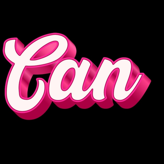 Photo can typography 3d design pink black white background photo jpg