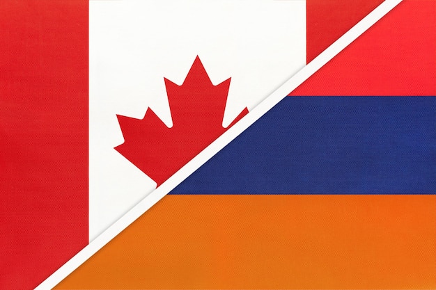 Canada and Armenia symbol of country Canadian vs Armenian national flags