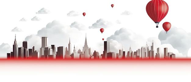 Canada day banner with flag and balloon background with city skyline Ai Generated