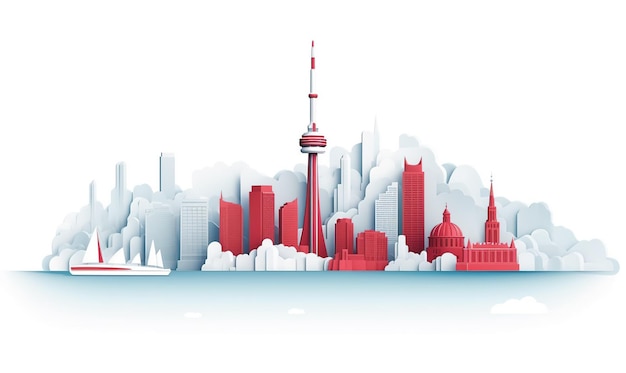 Canada day banner with flag and balloon background with city skyline Ai Generated