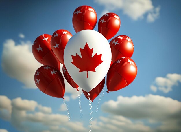 Canada day celebration with balloon logo concept