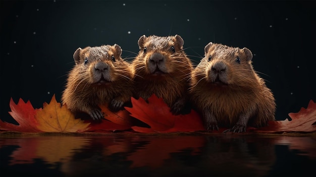 Canada Day Poster Background cute Canada beavers
