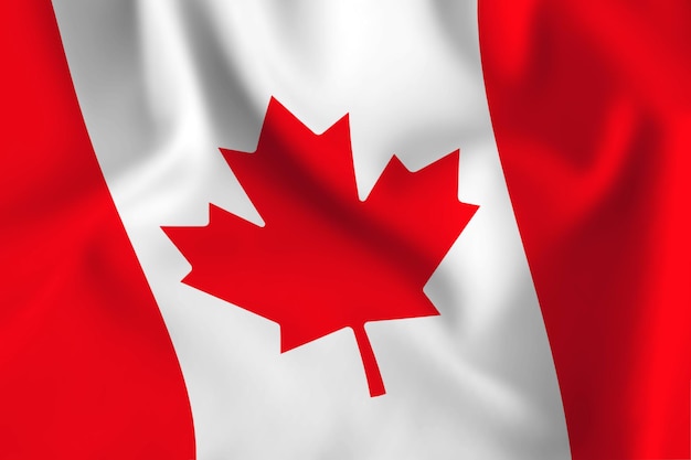 Canada flag at an angle with fabric texture.