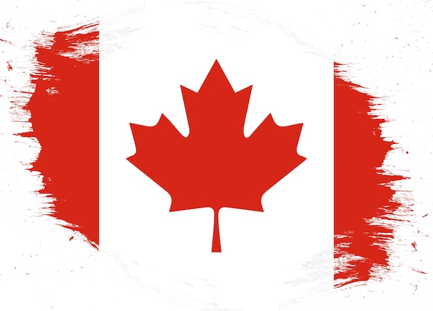 Canada flag on distressed grunge brush background