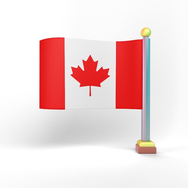 Canada Flag Front View In White Background