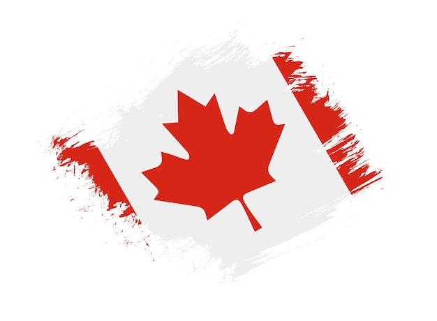 Canada flag with abstract paint brush texture effect on white background