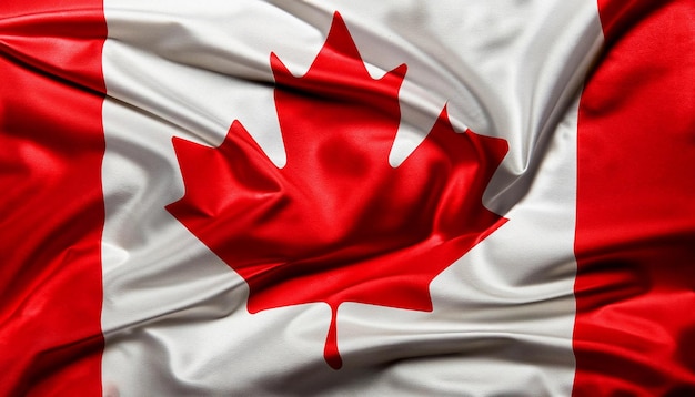 Canada flag with pleats with visible satin texture