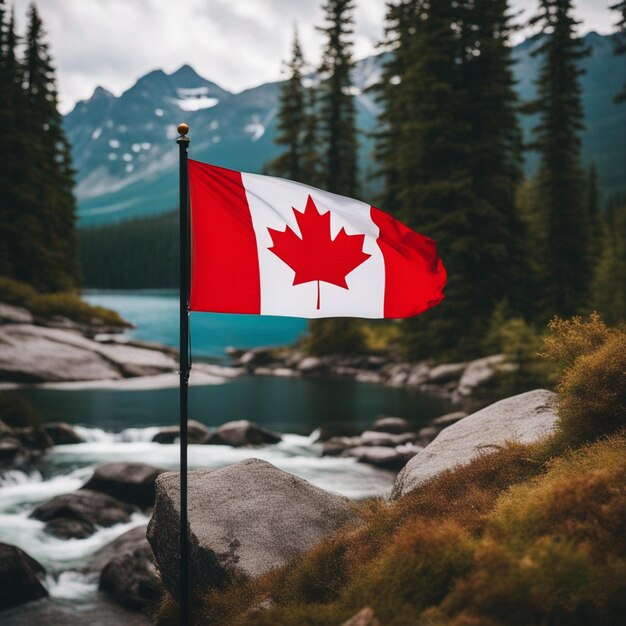 Canada flag within nature wallpaper