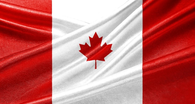 Canada Flag Wrinkled Cloth Wavy Silky