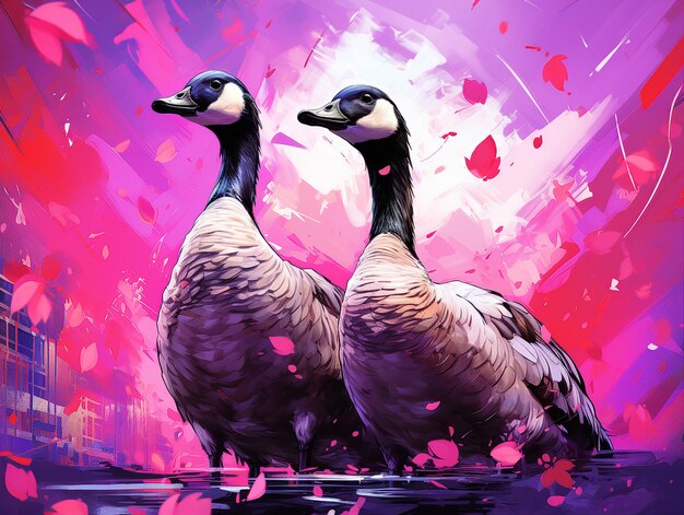 Canada gooses style painting colorful cartoon