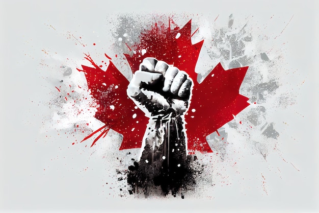 Canada hief vuist op met poederexplosie machtsprotestconcept Generatieve Ai