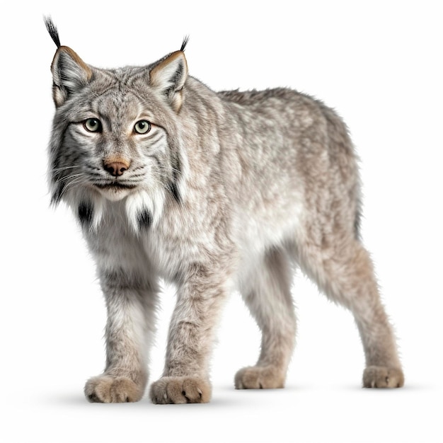 Canada Lynx geïsoleerd op witte achtergrond Generatieve AI