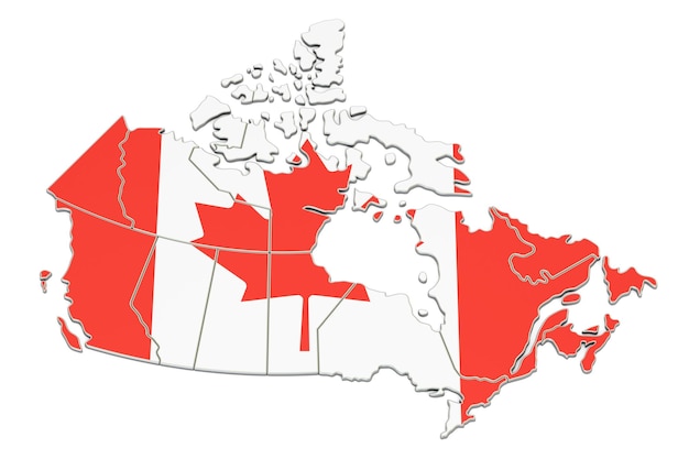 Canada map 3D rendering