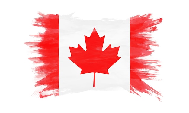 Canada vlag penseelstreek, nationale vlag op witte achtergrond