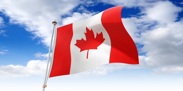 カナダの手を振っている旗の 3 D イラストレーション