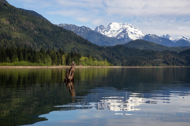 Canadees berglandschap en meer natuurachtergrond