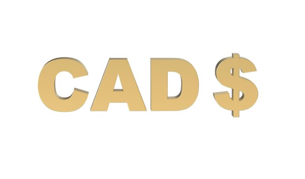 Canadese Dollar Valutasymbool van Canada in gouden 3d