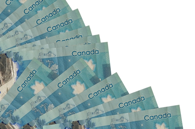 Foto canadese dollarbiljetten liggen geïsoleerd