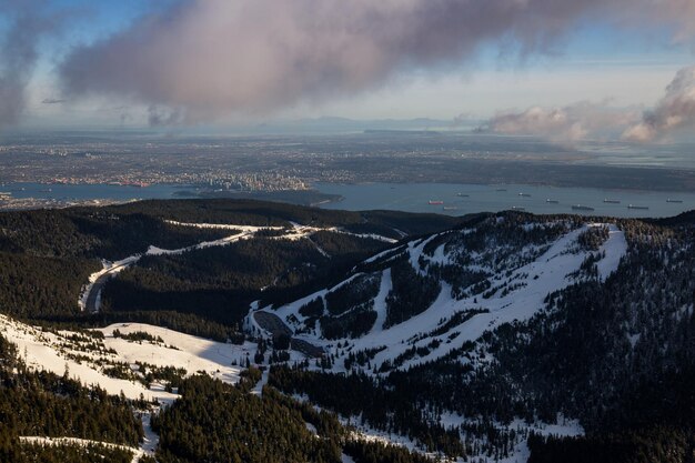 Canadese Natuur Achtergrond Luchtfoto Bergen