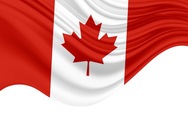 Canadese wavingr-vlag op een witte achtergrond met een plek om teksten te schrijven