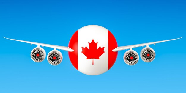 Photo canadian airlines and flying's flights to canada concept 3d rendering