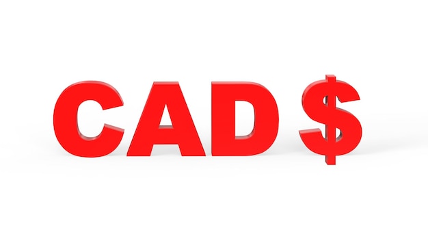 Canadian dollar currency symbol of Canada in Red 3d rendering 3d illustration