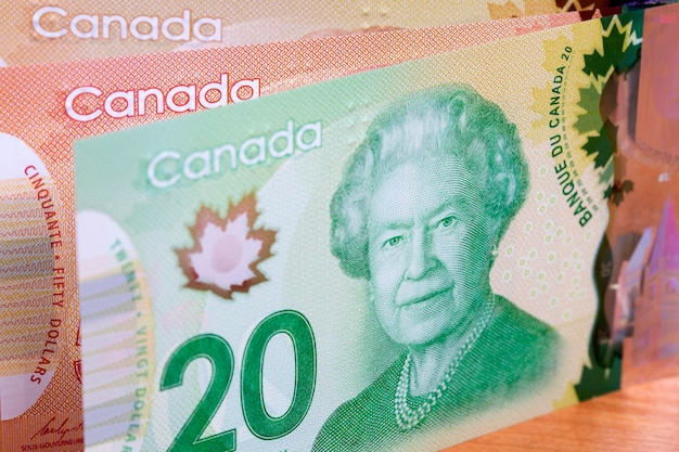 Photo canadian dollars a background