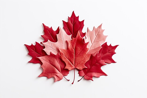 Красные листья канадского флага на белом фоне
