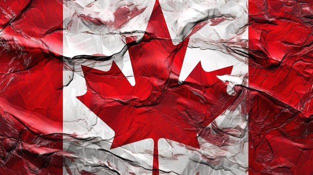 A canadian flag with a red maple leaf on it.