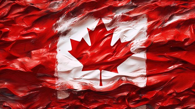 A canadian flag with a red maple leaf on it.