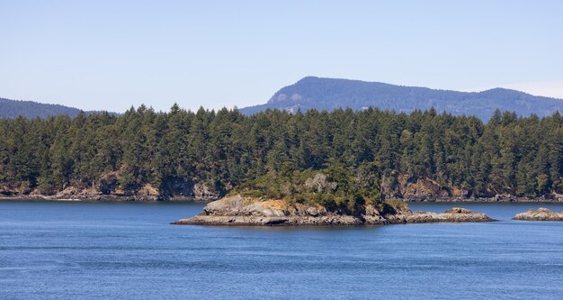 Canadian landscape by the ocean and mountains summer season