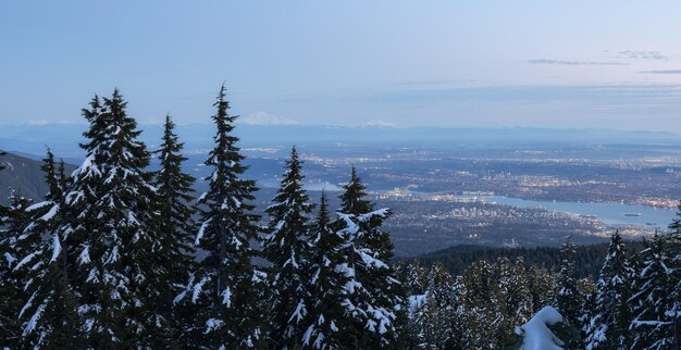 Canadian Mountain Nature Landscape with Vancouver Cityscape in background