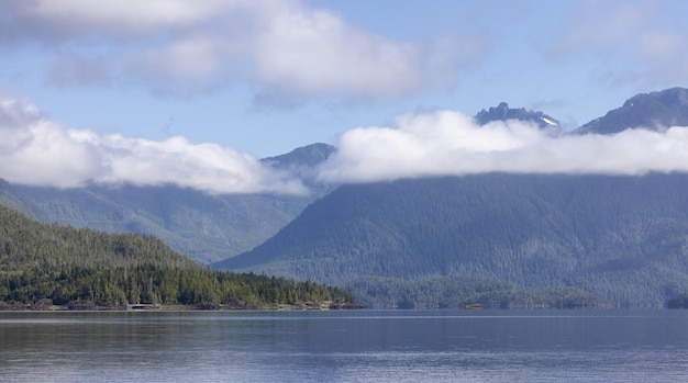 Canadian nature landscape with trees and mountains