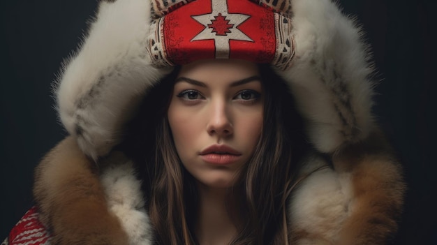 Canadian woman portrait in Canada outerwear AI generated