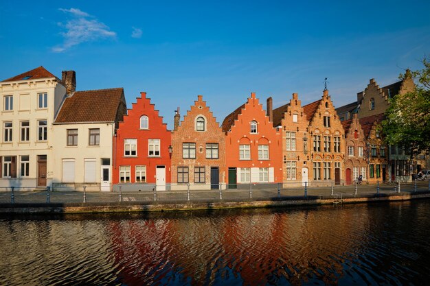 Canal and old houses bruges brugge belgium