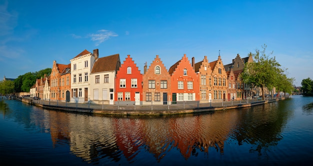 Canal and old houses. Bruges Brugge , Belgium